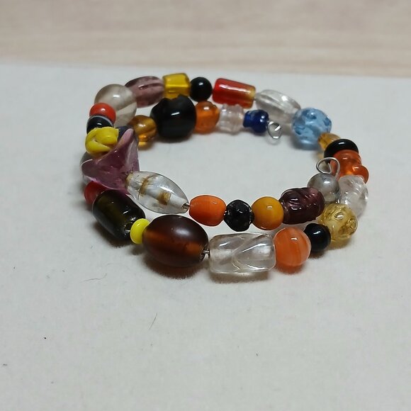 Hand Crafted Colorful Glass Beaded Silver Tone Bracelet Fashion Jewelry #36 - Picture 1 of 9